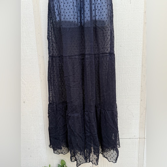 Intimately Free People Swiss Dot Point d'esprit Sheer Mesh Maxi Dress Black - Picture 4 of 7